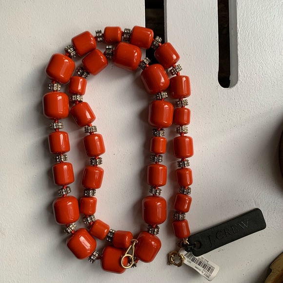 NWT J Crew orange and crystal bead necklace - Picture 5 of 5